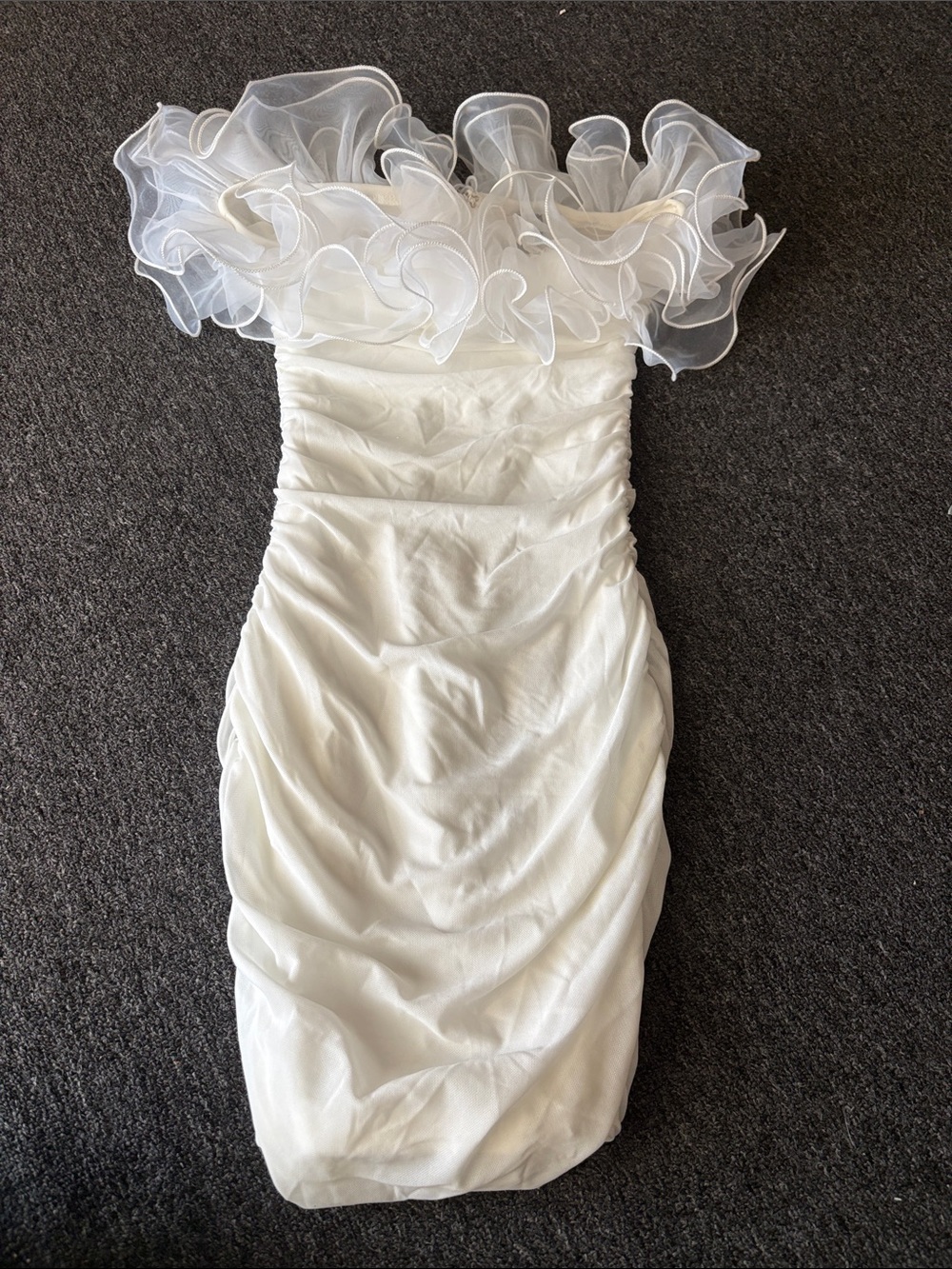 Windsor White Strapless Ruffle-Trim Cocktail Dress